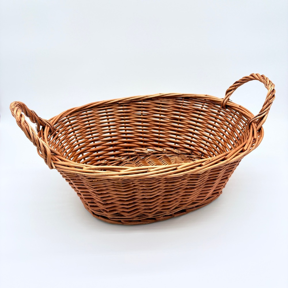 Rustic Wicker Gathering Basket Cottagecore Farmhouse Garden Harvest Decor